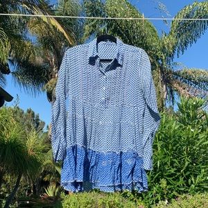 free people long sleeve blue blouse